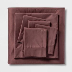 Threshold Signature - Full 6pc 800 Thread Count Solid Sheet Set Mauve -  Mauve